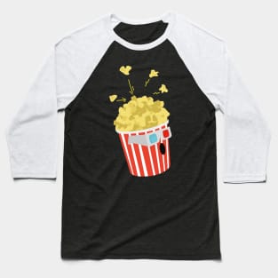 Funny Popcorn | Vintage Retro | 3d Glasses Baseball T-Shirt